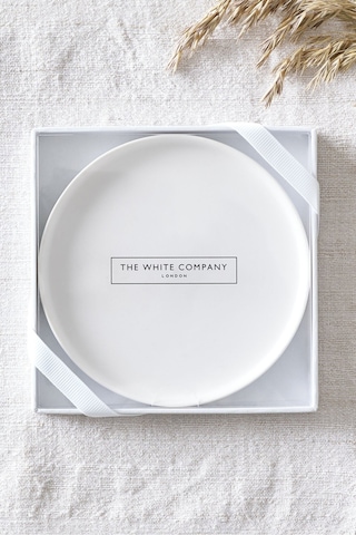 The White Company Orta Boy Mum Botanik Tabak, Şık Seramik Mum Tabakları Dekoratif Tabak & Kaseler Çok Renkli