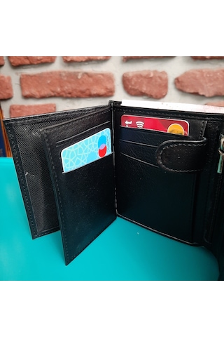 Gvnbag Hakiki Deri Erkek Bozuk Para Gözlü Siyah Cüzdan Gvn-0114 Siyah