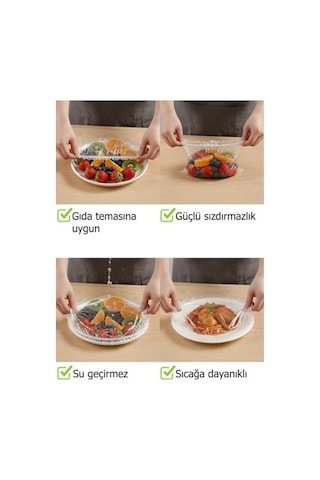 Tabak Bonesi 100 Adet Gıda Temasına Uygun Bpa Free Dayanıklı Lastikli Poşet Tabak Ve Tencereler Için Koruyucu Kapa Diğer