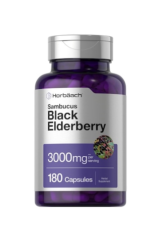 Horbaach Sambucus Black Elderberry 3000mg 180 Capsul.usa Me... Aromasız