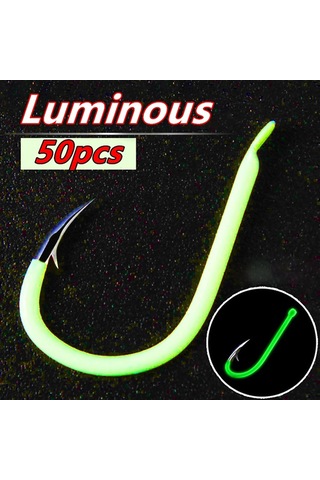 Jeehugo 50 Adet Sarı Floresan Oltacı İğne - Yüksek Karbon Çelik, 13 Boyut, Balıkçılık Enstrümanı