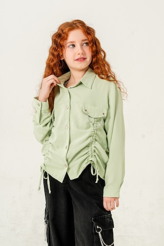 Kız Çocuk Önü Tünelli Cebi Zincirli Gömlek 3147 Yeşil