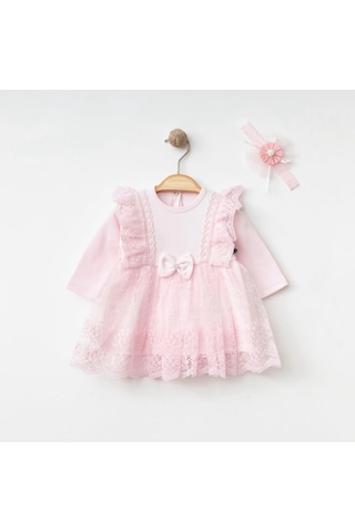 Işıl Baby Kız Bebek Dantel Detaylı Tül Elbise Pembe
