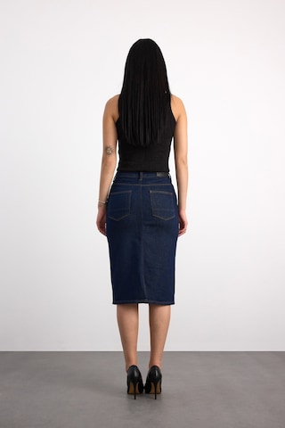 50286 73604 Kadın Regular Fıt Mıdı Denim Etek 50286-73604 Mavı