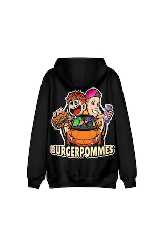 Burgerpommes Hayranları İçin 10 Renk Moda Icrimax Grafik Baskılı Sweatshirt Açık Hava Sporu Cosplay Kazaklar Kapşonlu Cosplay Kostümü Gri