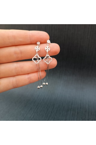 925 Ayar Sallantılı Tasarımlı Kadın Gümüş Küpe -sade Ve Şık Gümüş