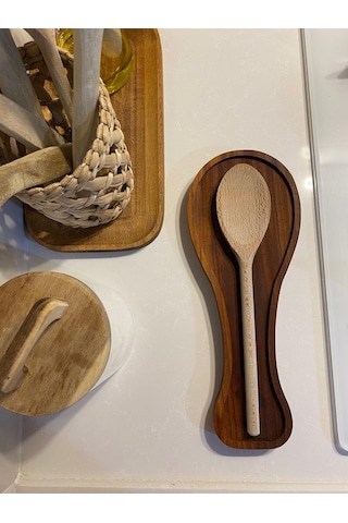 Ahşap Kaşıklık, Kaşık Altlığı 28 Cm Ahşap