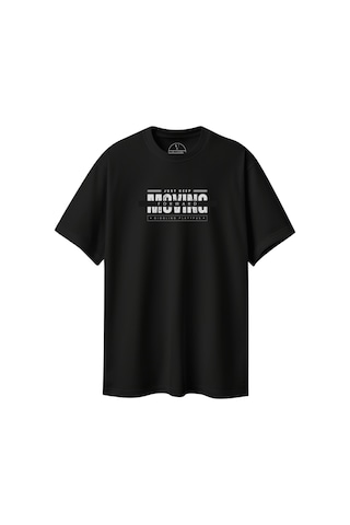 Velvoria Unisex Oversize Relaxed Moving Baskılı Siyah Renk T-shirt