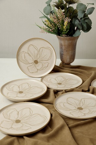 Keramika Taupe Bloom Nordıc Pasta Tabağı 22 Cm 6 Adet 22529 Krem