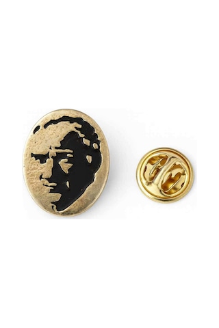 Atatürk Silüeti Gold Rozet Kadın Erkek Gri