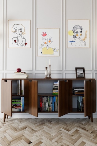 Elegant 4 Kapaklı Dekoratif Konsol Barok Ceviz