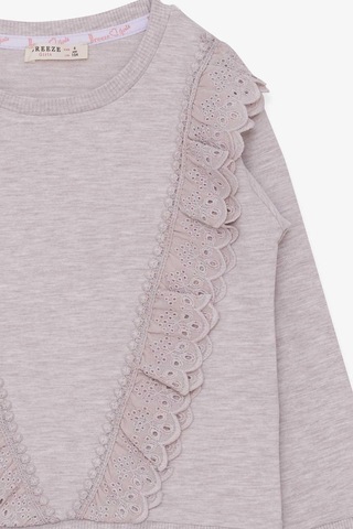 Breeze Kız Çocuk Sweatshirt Güpürlü 4-9 Yaş, Bej Melanj-bej Melanj Bej Melanj