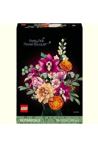 LEGO® Botanicals Pembe Çiçek Buketi 10342 - Yetişkinler için Dekoratif Çiçek Yapım Seti (749 Parça)