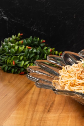 Mest Çiçek Model Cam Makarna Kasesi - Modern Ve Estetik Tasarım Çok Renkli