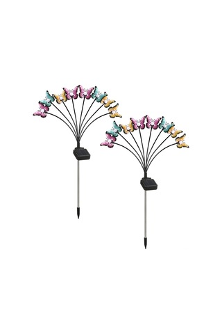 Suofeng Güneş Enerjili 8 Ayağlı Bahçe Dekorasyon Lambası, Demir Çelik Kelebekler, Ip65 Su Geçirmez, Sıcak Işık, 2 Adet Set Ilık Beyaz