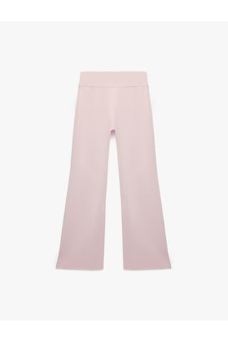 Koton Viskon Modal Kumaş Slim Fit Nervürlü İspanyol Paça Pantolon Pembe 6sak40094ek Gül