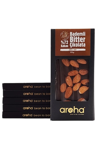 %72 Kakao Bademli Bitter Çikolata 100 G X 6 Adet