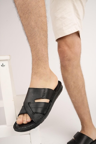 Muggo Eco Erkek Günlük Hakiki Deri Rahat Yumuşak Taban Ortopedik Terlik 001