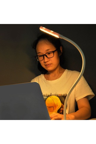 Yifomall Usb Çevresel Şeffaf Hortumlu 3 Renkli Dokunmatik Işık Regülatörlü Göz Koruyucu Gece Lambası - Beyaz Beyaz