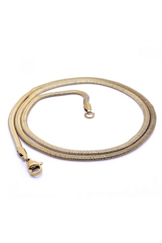Erkek İtalyan Çelik Kolye 1,5mm X 3mm 9193 Altın