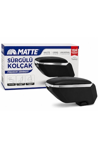Matte Universal Sürgülü Araç Kolçağı Geniş Saklama Hazneli Ayarlanabilir Siyah