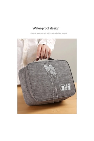 Kablo Saklama Çantası Su Geçirmez Dijital Elektronik Organizatör Gri