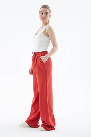 Fashion Friends Yüksel Bel Geniş Paça Kiremit Kadın Pantolon 25y0608k1 Kiremit