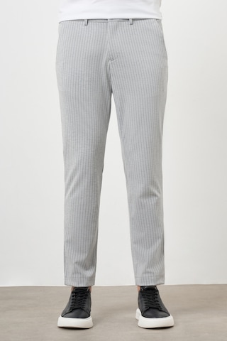 Morven Erkek Gri Poliviskon Trend Çizgili Slim Fit Örme Spor Pantolon Gri