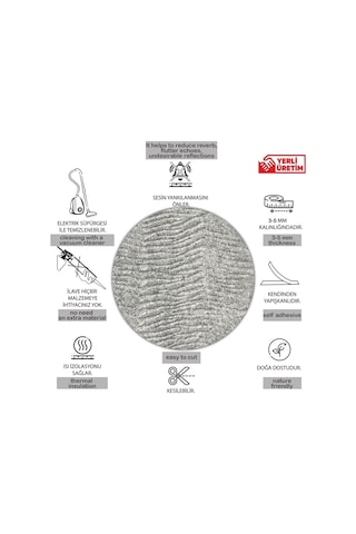 Tink 3d Kendinden Yapışkanlı Akustik Keçe Panel Duvar Kağıdı Desenli 52x98 Cm 2 Adet 1 M² Gri