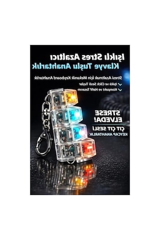 Işıklı Mekanik Klavye Anahtarlık, Stres Azaltıcı Fidget Oyuncağı Ve Çok Renkli Led İle