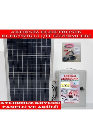 Elektrikli Çit Cihazı Ayı Domuz Kovucu 50 W Panel 24 Amper Akü