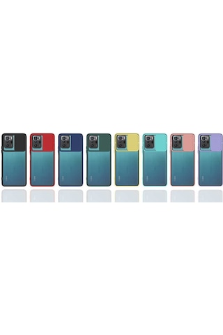 Noktaks - Xiaomi Uyumlu Xiaomi Poco X3 Gt - Kılıf Slayt Sürgülü Arkası Buzlu Lensi Kapak - Turkuaz