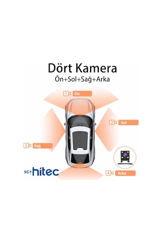 Schitec 4 Kameralı Kayıtlı Araç Kamerası 360 Görüş 1080p Ön Ve Arka İç Çekim Hd Otomobil Kamera Sistemi An-6314 02574515