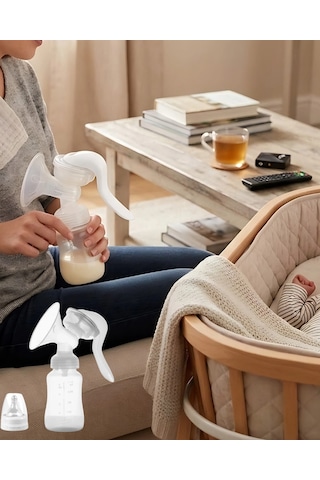 Mey İthalat Taşınabilir Manuel Göğüs Pompası Ayarlanabilir Vakumlu 180 Ml Şişeli