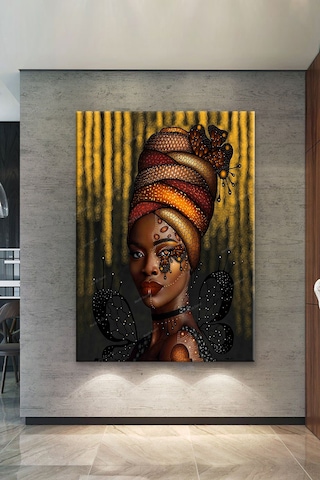 Zenci Siyahi Kadın Kanvas Tablo 35 x 50
