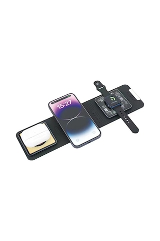 Earldom WC35 3 in1 15 W Magsafe Katlanabilir Masaüstü Kablosuz Şarj Standı