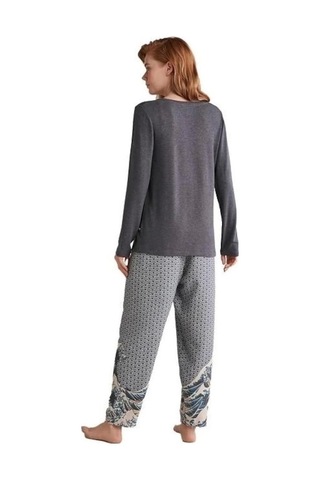 Nautıca W618 Kadın Patlı V Yaka Uzun Kollu Pijama Takımı İndigo