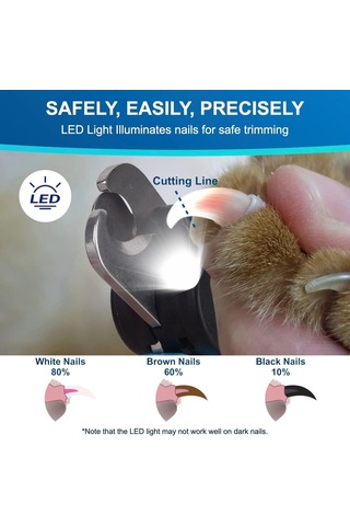 Işıklı Led Köpek Tırnak Makası, Güvenli Ve Kolay Düzelticiler İçin Çivileri Veya Kan Çizgisini Aydınlatır,