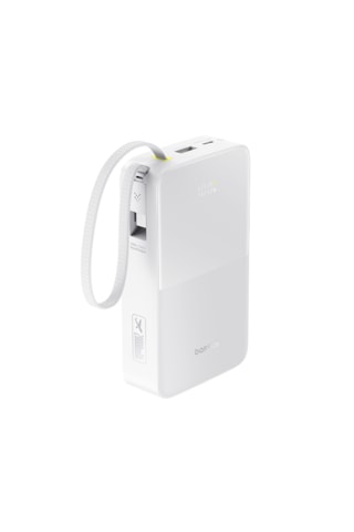 Baseus Enerfill Bipow2 Pro 20000mah Dahili Usb-c Kablolu, 22,5 W Hızlı Şarjlı, Led Ekranlı Powerbank, Beyaz Beyaz