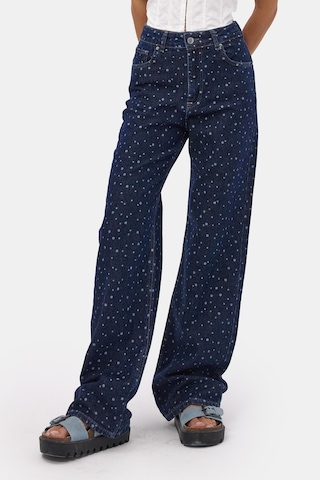 it's basic Kadın Mavi 1w6-7 Wide Leg Puantiyeli Denim Jean