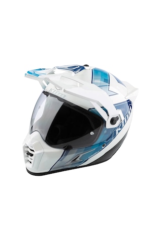 Klim Krios Pro Carbon Spectrum Adv Rally Motosiklet Kaskı Beyaz Mavi Beyaz / Mavi