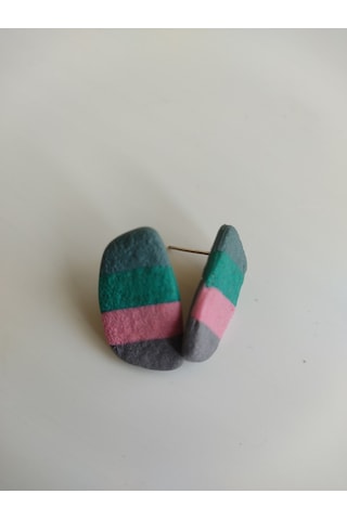 Polimerkil El Yapımı Tasarım Küpe Plzr142 Çok Renkli