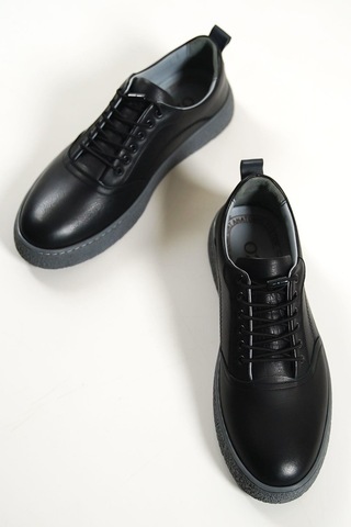 Mubiano Hakiki Deri 1326-s Siyah Erkek Spor Ayakkabı & Sneaker Siyah