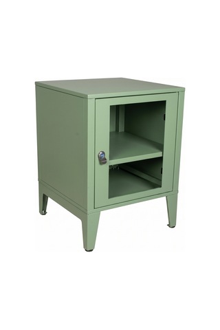 Alfafonet Ziglat Serisi Kilitli Metal Home Office Dolabı Cam Kapaklı Yeşil Ral 6018 450x600x450 Mm