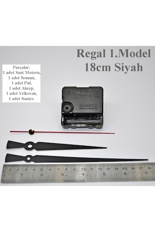 Regal Duvar Saati Motoru Metal Akrep Yelkovan Sessiz Mekanizma Siyah