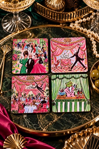 Vintage Parti Art Deco, Retro Maksimalist Temalı, 4 Lü Bardak Altlığı Set 9 Cm, 3 Mm Ahşap Mdf, Dijital Baskı - 933874548 Diğer Vintage Parti Art Deco, Retro Maksimalist Temalı, 4 Lü Bardak Altlığı Set 9 Cm, 3 Mm Ahşap Mdf, Dijital Baskı - 933874548 Diğer
