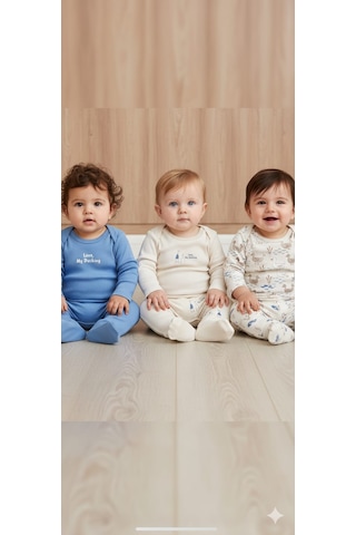 Laura Baby Necix's Erkek Bebek 3 Lü Alttan Çıtçıtlı Alt Üst Takım açık mavi