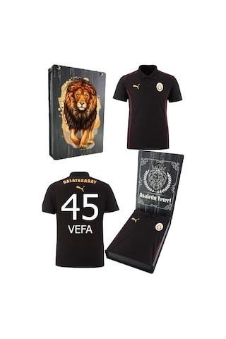 Galatasaray Lisanslı A-takım Uv Kutulu Kişiye Özel Polo Yaka Siyah T-shirt SIYAH