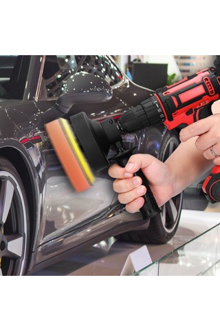 Symbee Drill'den Cila Makinesi Dönüştürücü Seti - 5 İnç Da Eksenli Aksesuarlar: 2 Sponge Disk + Yün Disk + Zımpara Kağıdı