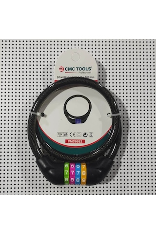 Cmc Tools Şifreli Bisiklet Kilidi Kiliti 12 Mm X 800 Mm Siyah Renk Tüv Süd Onaylı Ce Belgeli Gri - Siyah
